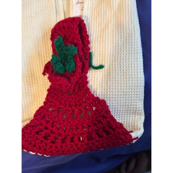 Laurie Korsgaden Rooster Kitchen Towel Waffle Weave & Crochet Top Loop 100% NWOT - Picture 4 of 6